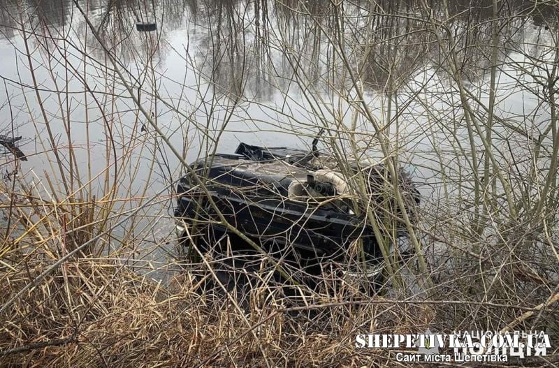 На Шепетівщині автомобіль залетів у став: водій та пасажир загинули