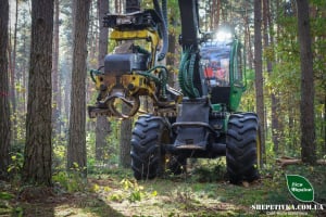 На Шепетівщині ріжуть ліс за допомогою харвестера та форвардера