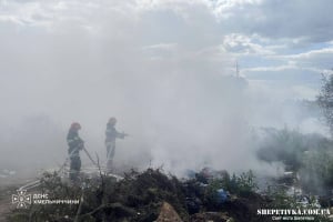 На Шепетівщині за добу вогнеборці ліквідували 6 пожеж: палали сухостій, сміття та майно