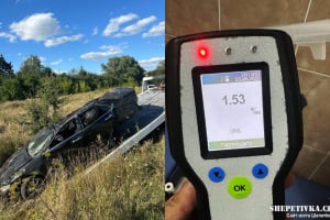 Майже 8 норм алкоголю і політ у кювет: на трасі Житомир — Чернівці перекинулося авто