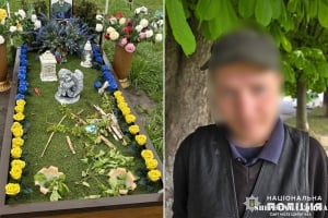 Чоловік розкидав сміття на могилі захисника та викрав квіти