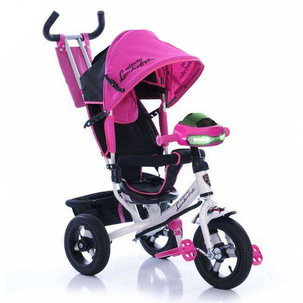 Велосипед детский трехколесный Бело Розовый Azimut AIR Lambo