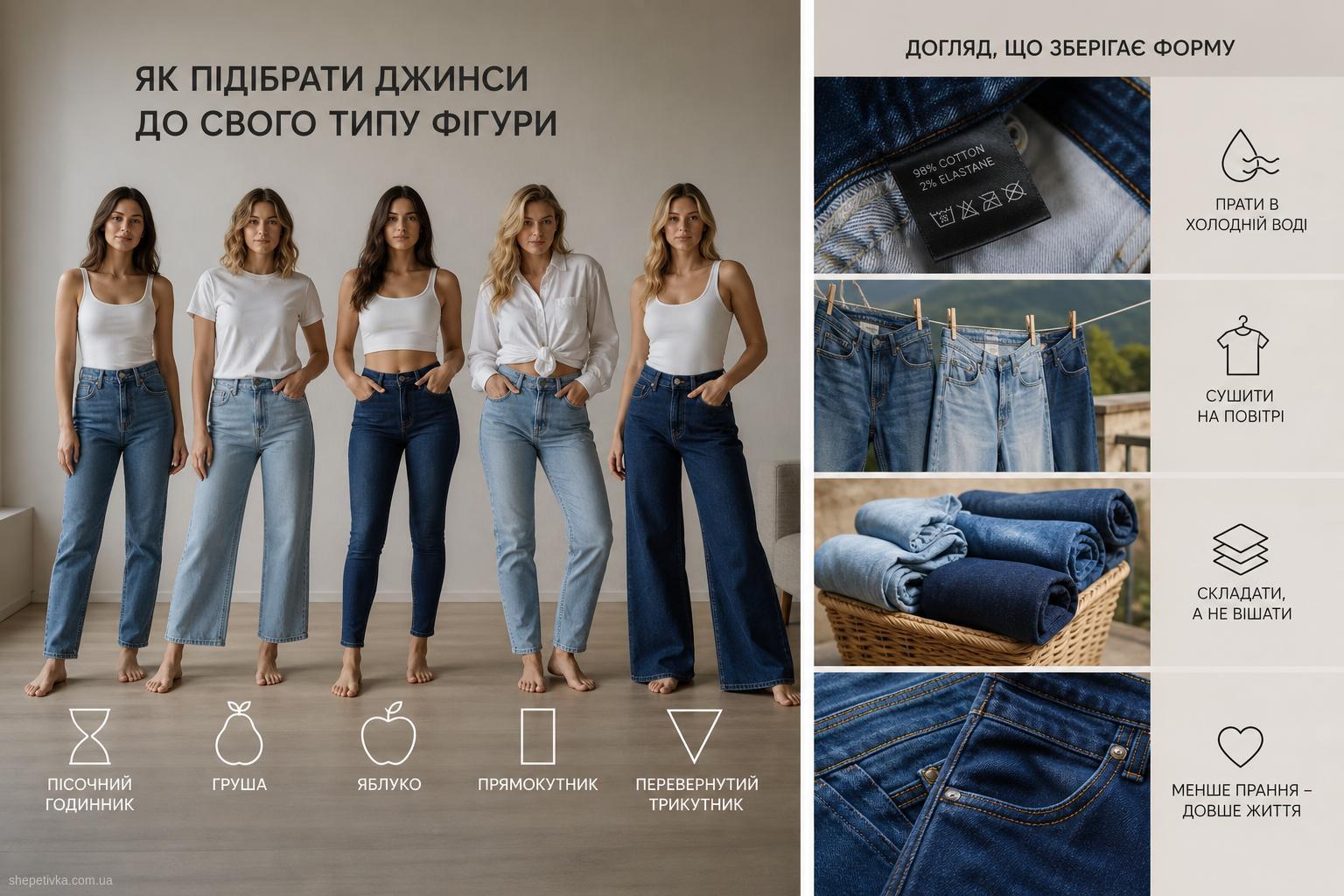 Як правильно підібрати джинси до свого типу фігури?. Поради по догляду, щоб джинси довше не втрачали форму Як правильно підібрати джинси до свого типу фігури?. Поради по догляду, щоб джинси довше не втрачали форму