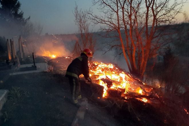 Спалювання сухої трави ледь не спричинило пожежу міського кладовища