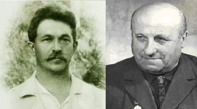 Данило Щербаківський ліворуч, Павло Жолтовський праворуч