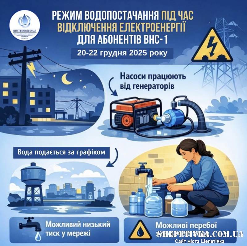 Частина Шепетівки три дні буде користуватись водопостачанням по графіку