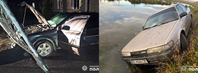 Мешканець Шепетівщини за ніч вкрав два авто: одне втопив, інше розбив