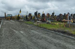 Працівники ШРЕПу вирізають чагарники на міському кладовищі та асфальтують дорогу