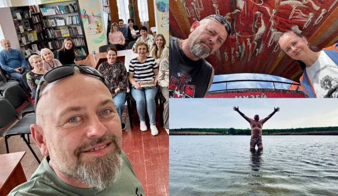Руслан Горовий зустрівся з читачами у шепетівській бібліотеці та скупався у Гусці