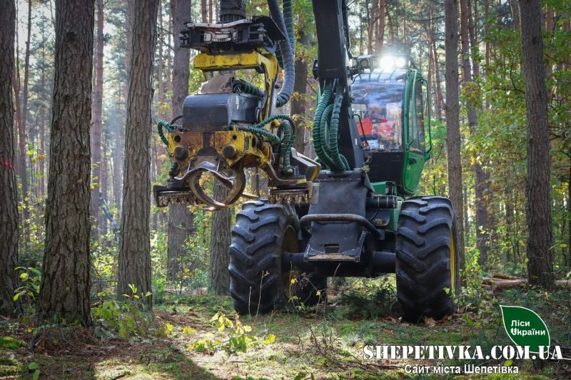 На Шепетівщині ріжуть ліс за допомогою харвестера та форвардера