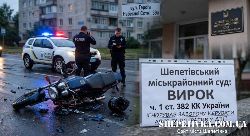 Попри заборону сів за кермо та потрапив у ДТП: у Шепетівці засудили мотоцикліста