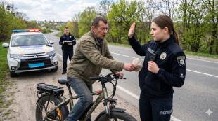 П’яний на електровелосипеді: на Шепетівщині судитимуть чоловіка за спробу підкупити поліцейських